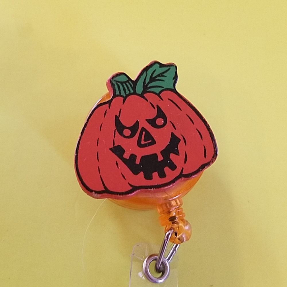 Pumpkin Retractable Name Badge Holder